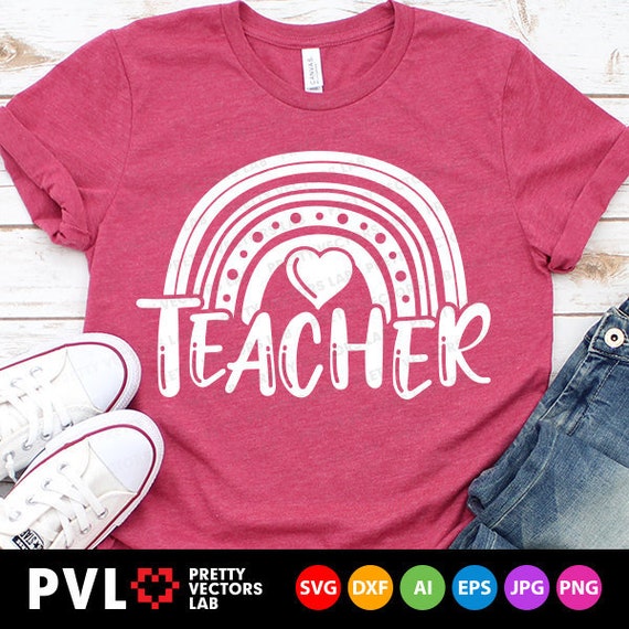 Teacher Svg Rainbow Svg Back to School Cut Files School - Etsy