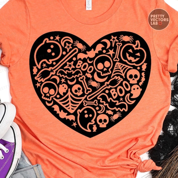 Love Halloween PNG SVG, Halloween Doodle Svg Png, Spooky Svg Png, Boo Cut File, Kids Shirt Design, Girly Heart Svg, Ghosts, Sublimation Png