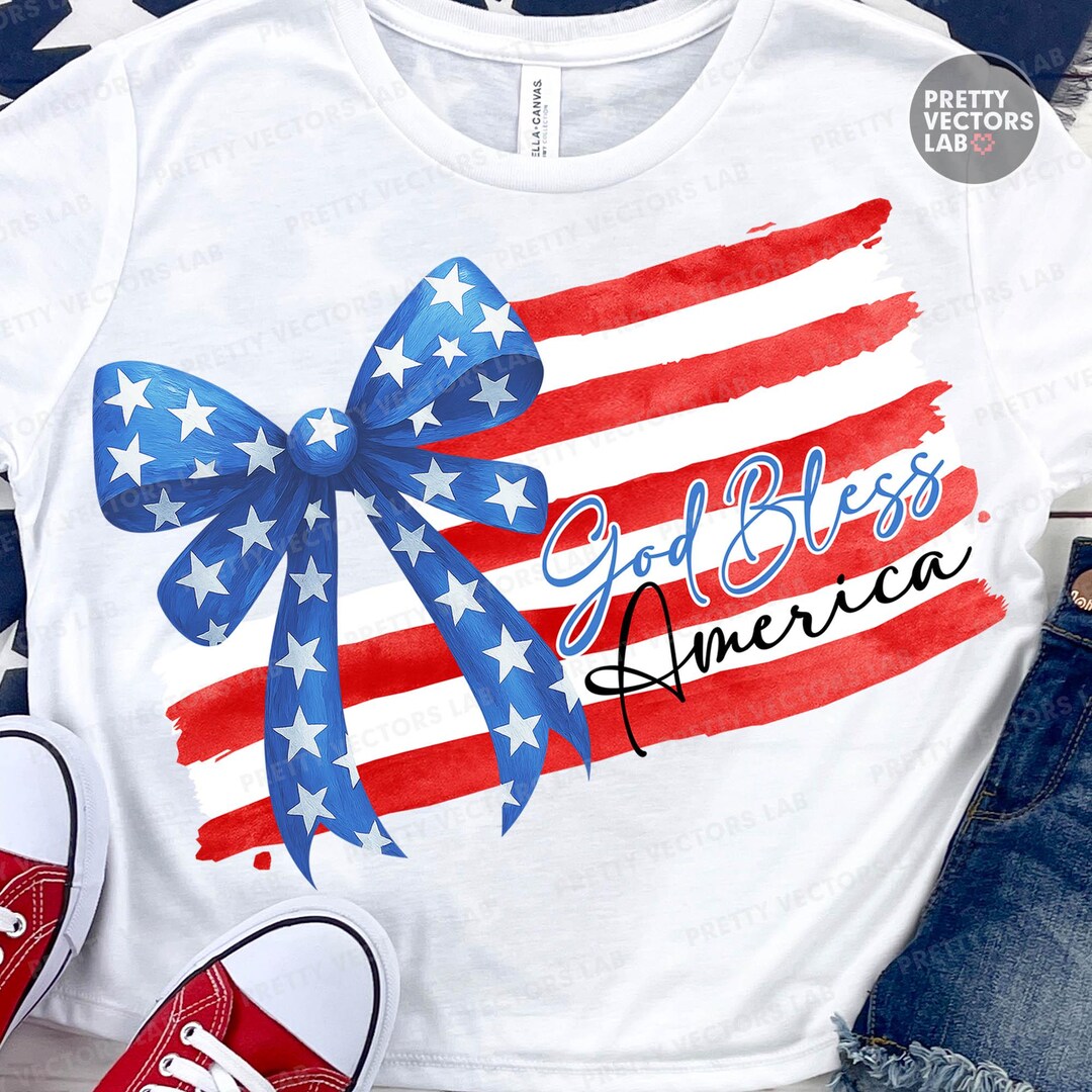 American Flag PNG, Patriotic Coquette Bow Png, Preppy 4th of July Png ...