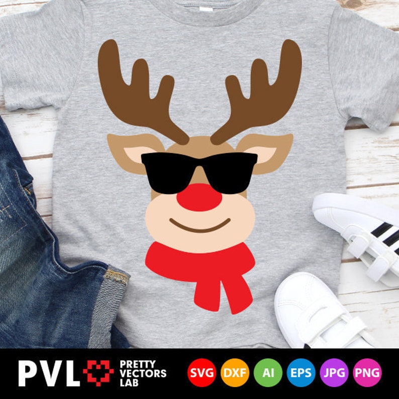 Download Christmas Svg Boy Reindeer Svg Reindeer with Sunglasses Svg | Etsy