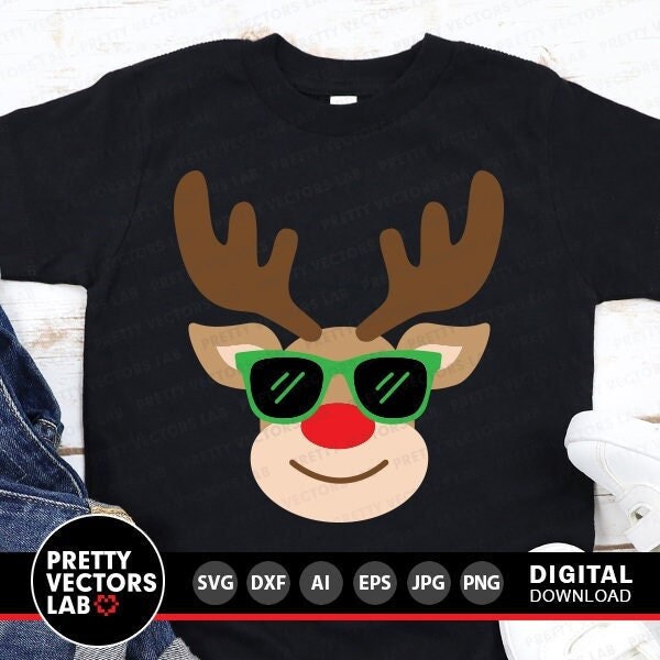 Reindeer With Sunglasses Svg, Christmas Svg, Boy Reindeer Svg, Dxf, Eps ...