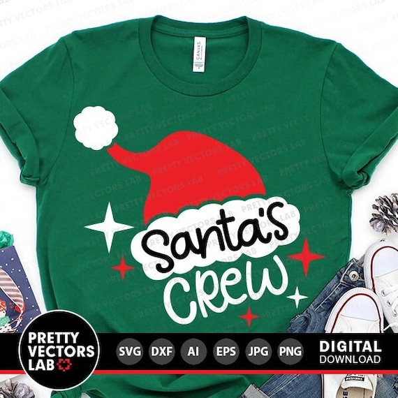 Santa's Crew Svg, Christmas Svg, Santa Hat Svg Dxf Eps Png, Holidays Cut Files, Kids Clipart, Family Matching Shirts Svg, Cricut, Silhouette