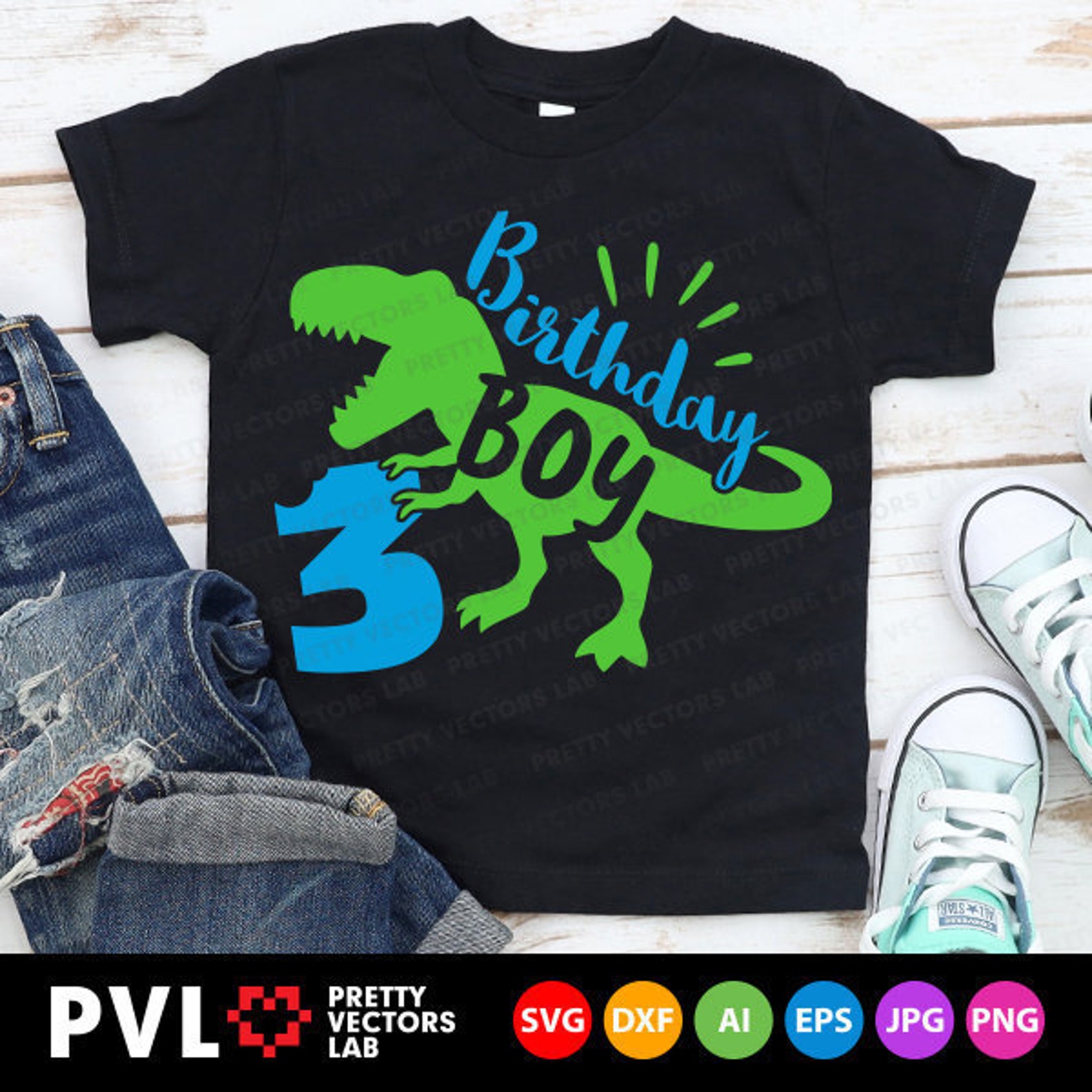 Dinosaur Birthday Boy Svg Three Rex Svg 3rd Birthday Svg Dxf | Etsy