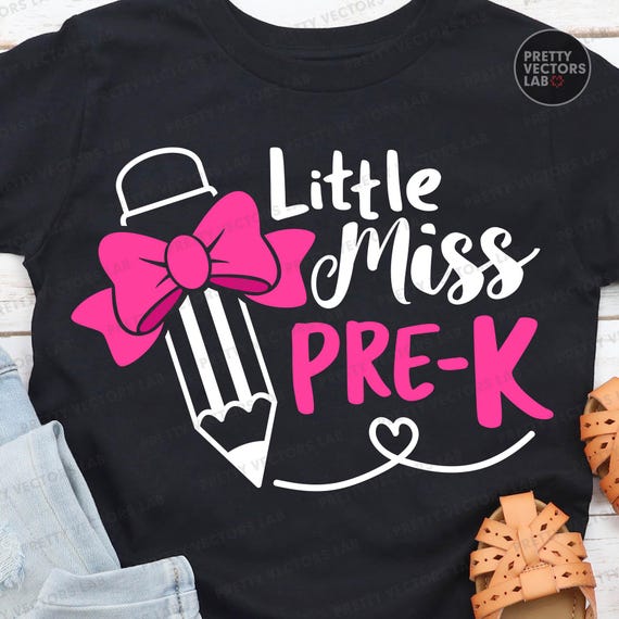 Little Miss Pre-K PNG SVG, Back To School Svg Png, Preschool Clipart, School Shirt Design, Girls First Day of School Cut Files, Sublimation