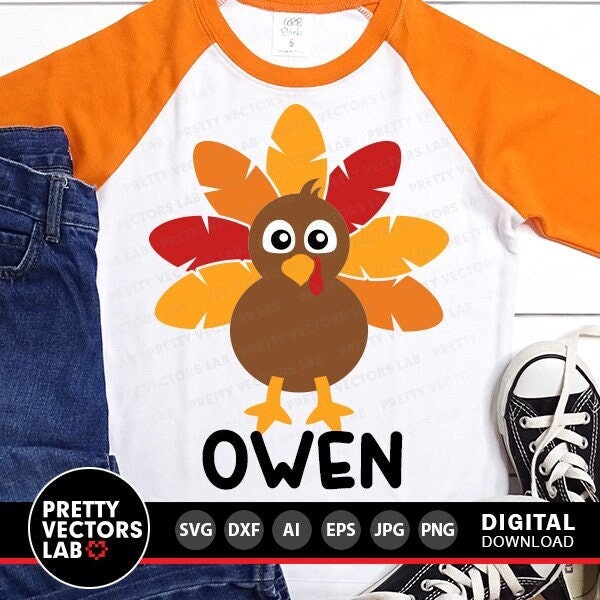 Boy Turkey Svg, Thanksgiving Svg Dxf Eps Png, Fall Cut Files, Boys Monogram Svg, Kids Shirt Design, Autumn Baby Clipart, Silhouette, Cricut