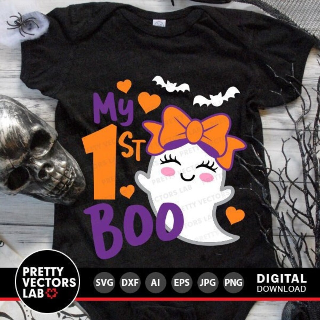 My 1st Boo Svg, My First Halloween Cut Files, Baby Girl Ghost Svg, Dxf ...