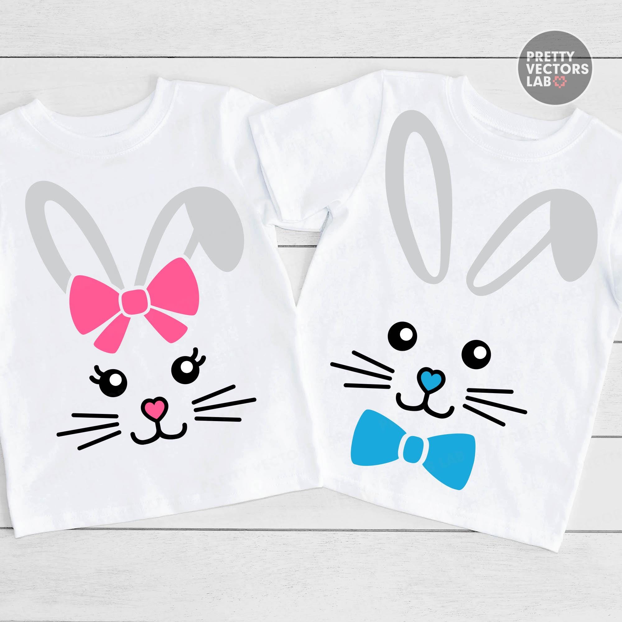 Easter Bunny PNG SVG, Bunny Face Svg Png, Girl & Boy Bunnies Clipart ...