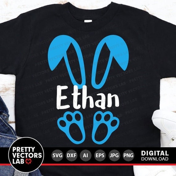 Bunny Svg, Easter Cut Files, Easter Bunny Svg Dxf Eps Png, Boys Shirt Design, Rabbit Ears Svg, Bunny Feet Clipart, Baby, Silhouette, Cricut