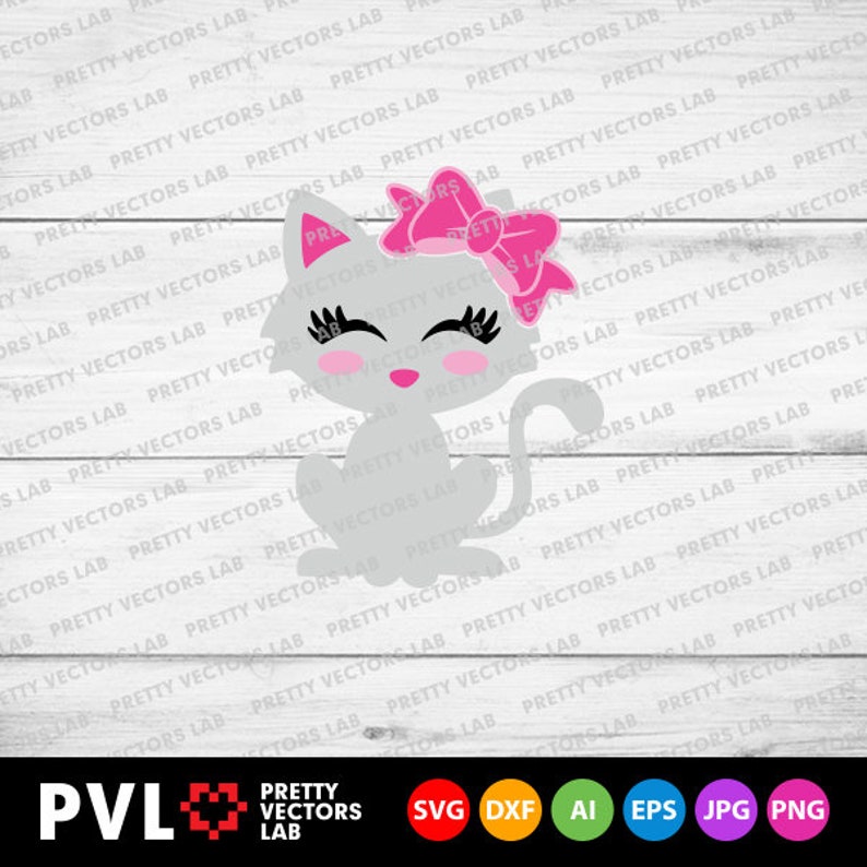 Download Cute Cat Svg Cat with Bow Svg Girl Svg Birthday Party Svg ...