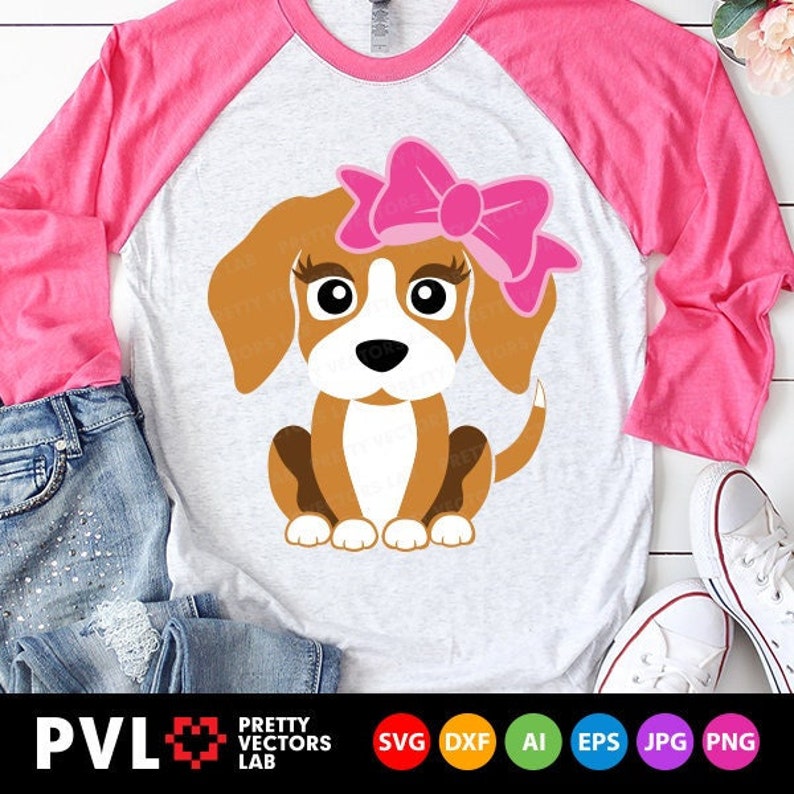 Cute Dog Svg Puppy With Bow Svg Dog Face Svg Dxf Eps Png - Etsy