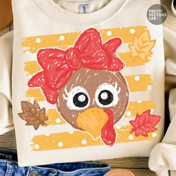 Striped Coquette Turkey PNG, Preppy Thanksgiving Png, Trendy Fall Shirt Design, Vintage Autumn Graphic, Sublimation, DTF (Digital Download)