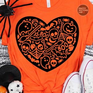 Love Halloween PNG SVG, Halloween Doodle Svg Png, Spooky Svg Png, Boo Cut File, Kids Shirt Design, Girly Heart Svg, Ghosts, Sublimation Png image 3