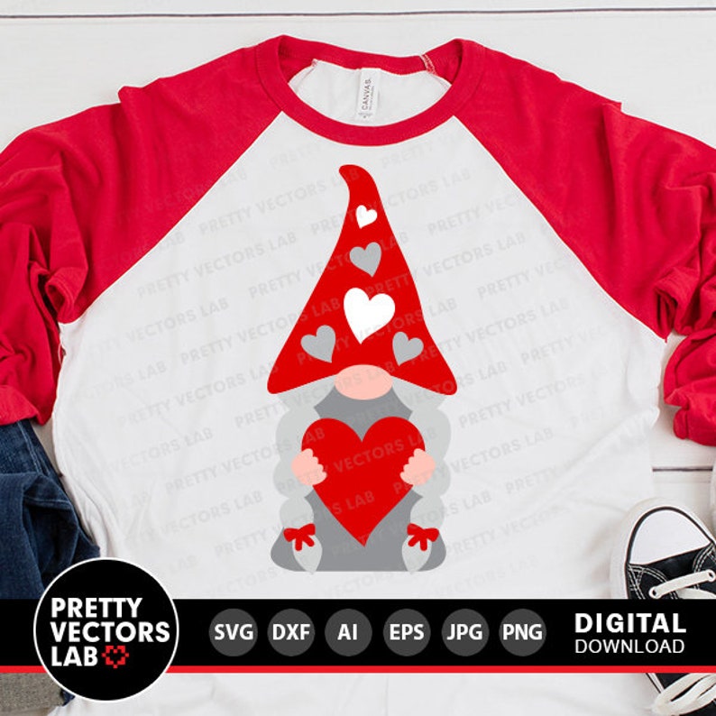 Gnome Girl With Heart Svg Valentine's Day Cut Files - Etsy