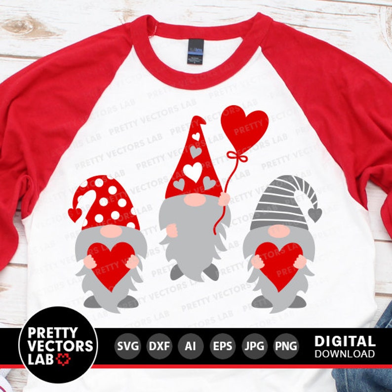 Three Gnomes Holding Hearts Svg, Valentine's Day Cut Files, Gnomes Svg ...