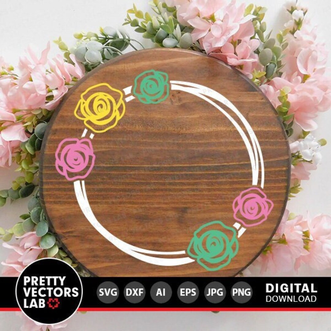 Floral Wreath Svg, Circle Frame Svg, Spring Cut Files, Wedding Svg Dxf ...