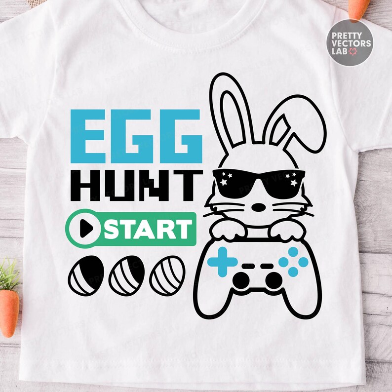 Ostern Gamer PNG SVG, Häschen Videospiel SVG Png, Eiersuche Clipart, Osterei Schnittdateien, Kinder Shirt Design, Silhouette, Cricut, Sublimation Bild 4