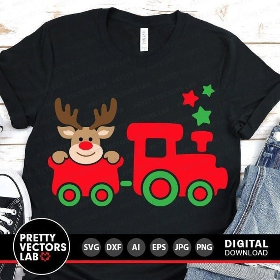Christmas Train with Reindeer Svg, Boy Christmas Svg, Reindeer Train Svg, Dxf, Eps, Png, Kids Cut Files, Holiday Clipart, Silhouette, Cricut