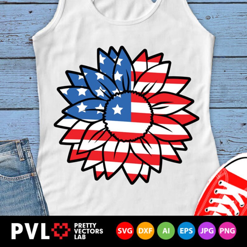 Download Patriotic Sunflower Svg 4th of July Svg American Flag Svg ...