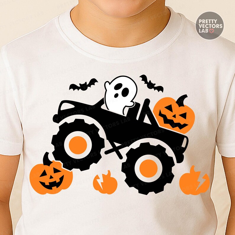 Pumpkin Monster Truck PNG SVG, Boys Halloween Svg Png, Ghost Cut Files, Kids Png, Baby Svg, Boy Shirt Design, Sublimation, Silhouette Cricut image 6