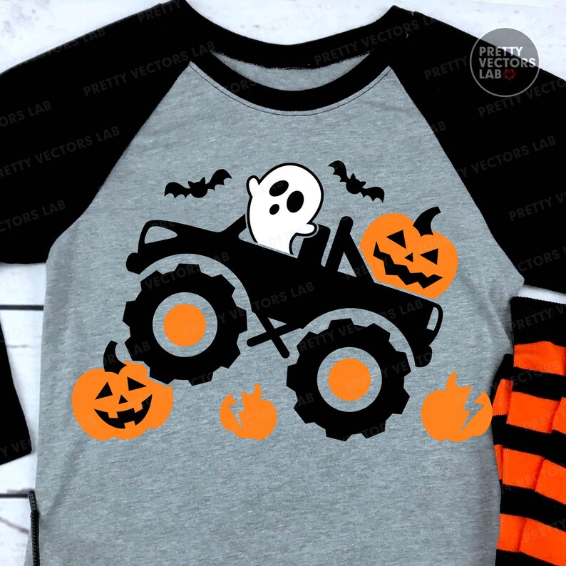 Pumpkin Monster Truck PNG SVG, Boys Halloween Svg Png, Ghost Cut Files, Kids Png, Baby Svg, Boy Shirt Design, Sublimation, Silhouette Cricut image 2