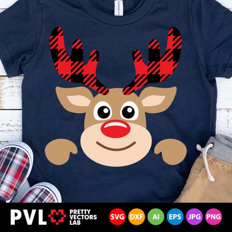 Christmas Svg Buffalo Plaid Reindeer Svg Boy Reindeer Svg ...