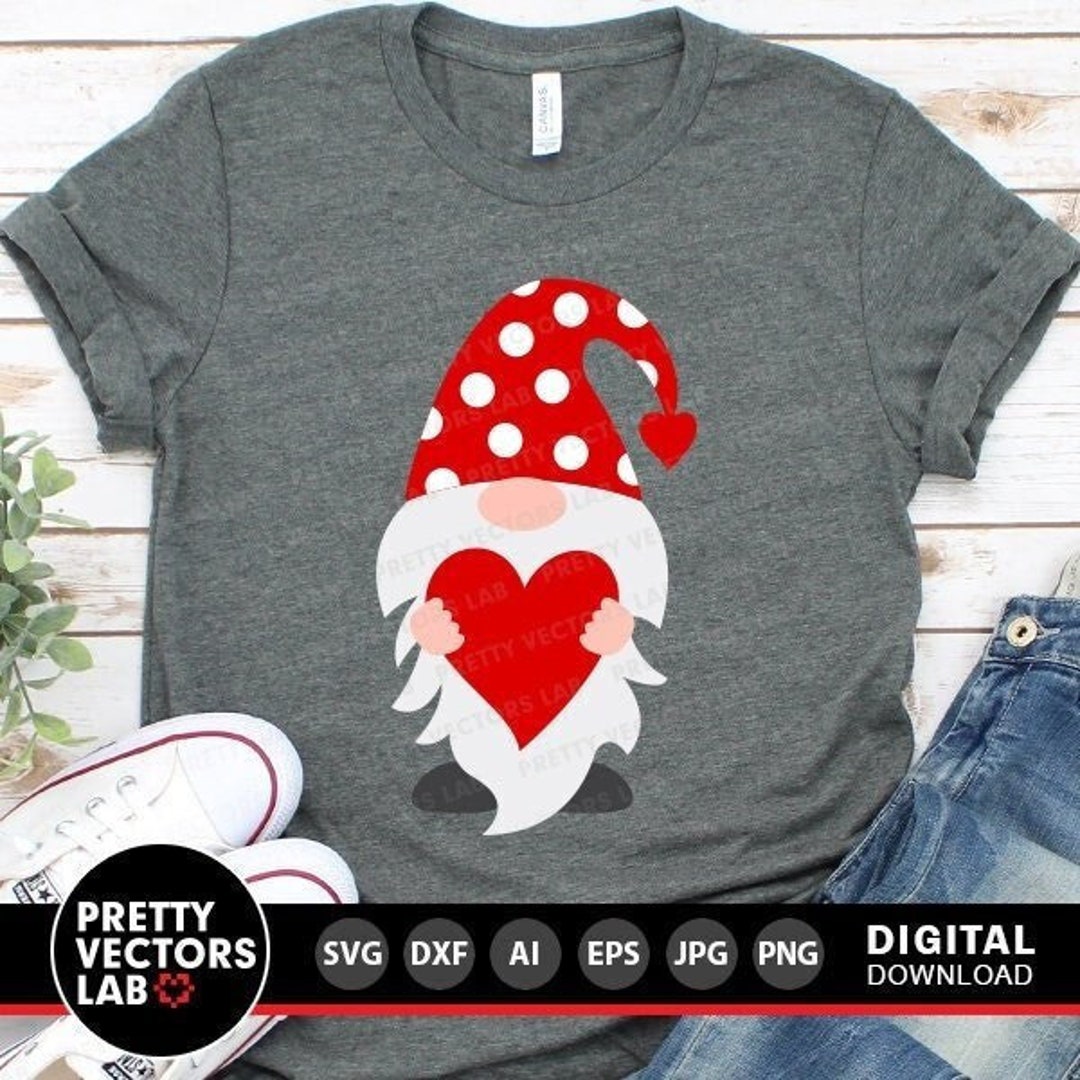 Gnome With Heart Svg, Valentine's Day Cut Files, Valentine Gnome Svg ...