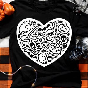 Love Halloween PNG SVG, Halloween Doodle Svg Png, Spooky Svg Png, Boo Cut File, Kids Shirt Design, Girly Heart Svg, Ghosts, Sublimation Png image 6