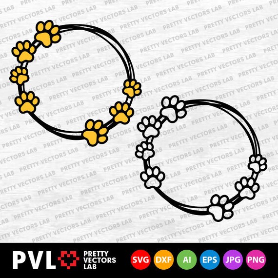 Download Paw Svg Paw Print Circle Monogram Svg Paws Frames Clipart Etsy