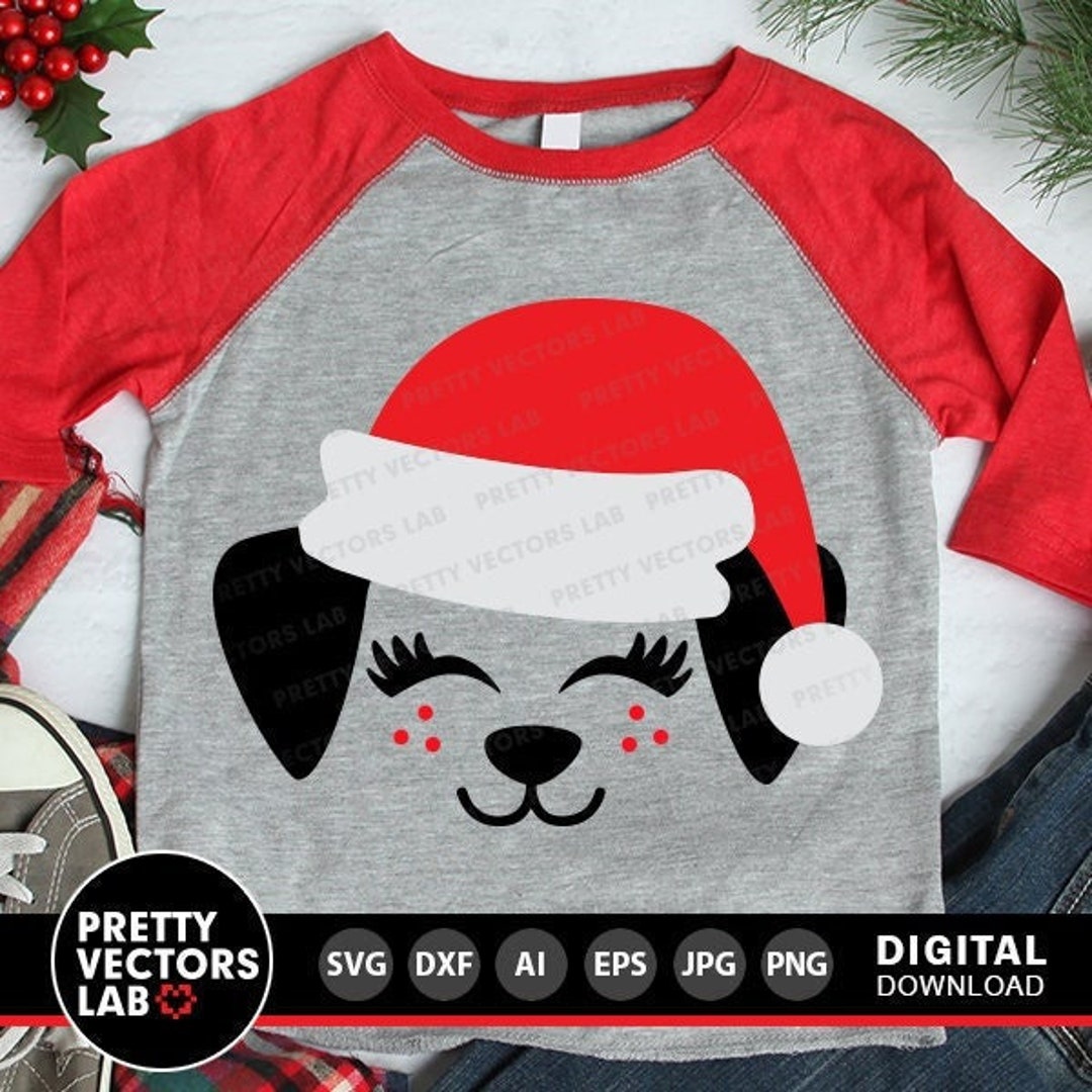 Christmas Dog Svg, Puppy With Santa Hat Svg, Santa Svg, Puppy Cut Files ...