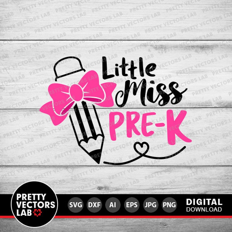 Little Miss Pre-K PNG SVG, tillbaka till skolan Svg Png, förskola Clipart, skolskjortadesign, flickors första skoldag klippfiler, sublimering bild 8