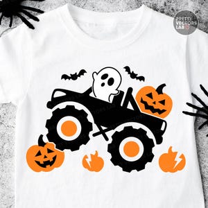 Pumpkin Monster Truck PNG SVG, Boys Halloween Svg Png, Ghost Cut Files, Kids Png, Baby Svg, Boy Shirt Design, Sublimation, Silhouette Cricut image 4