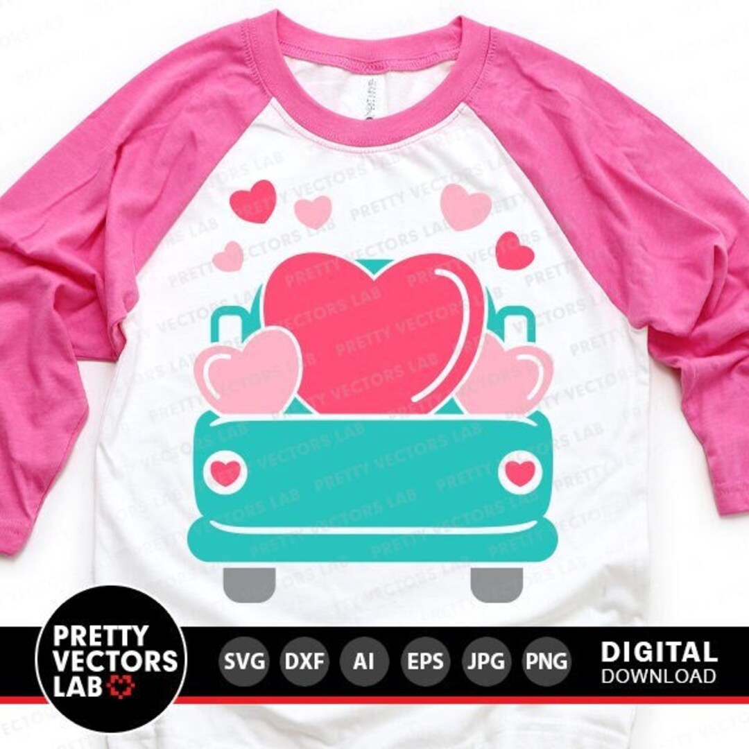 Valentine's Truck Svg, Valentine's Day Cut Files, Truck With Hearts Svg ...
