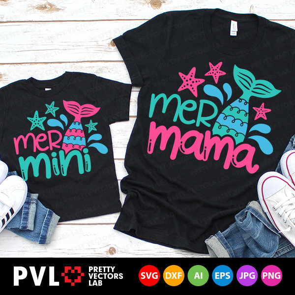 Mer Mama Svg Mer Mini Svg Summer Cut Files Mermaid Svg Dxf - Etsy
