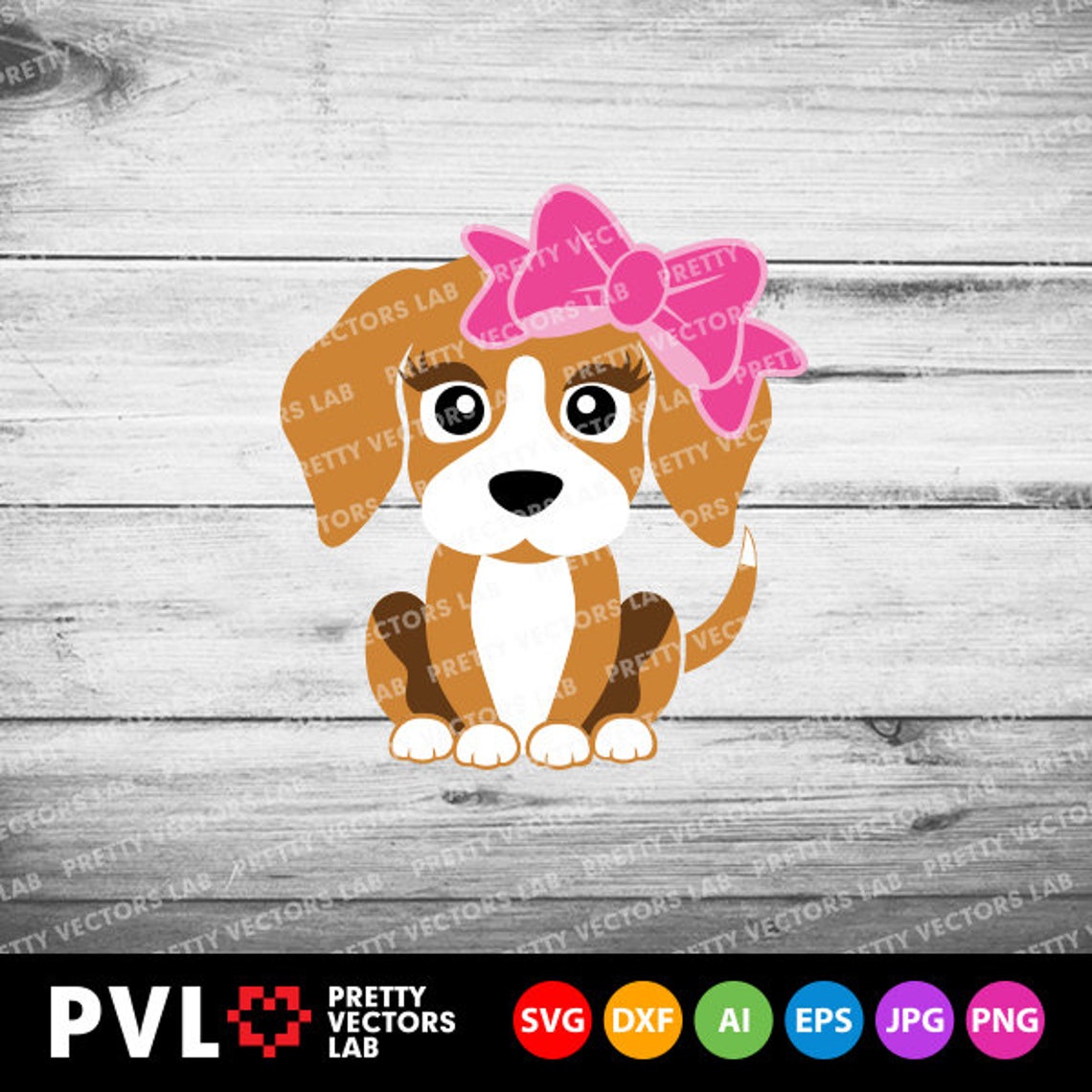 Cute Dog Svg Puppy with Bow Svg Dog Face Svg Dxf Eps Png | Etsy
