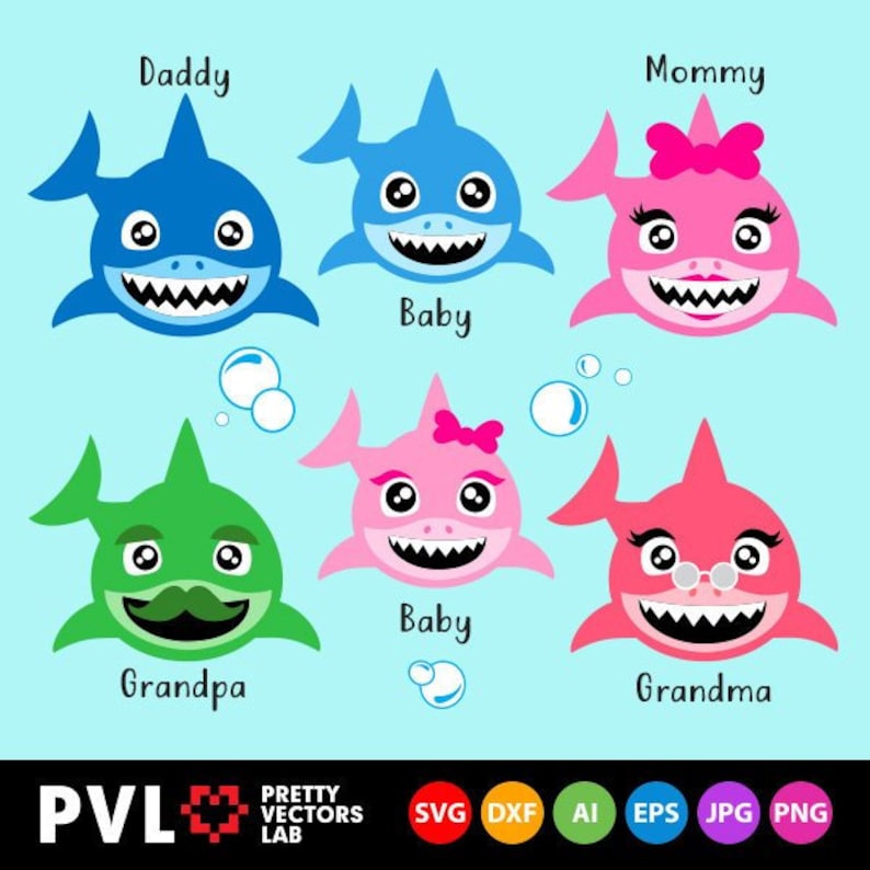 Download Shark Family Svg Baby Shark Svg Vector Clipart Daddy Shark ...