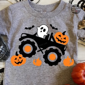 Pumpkin Monster Truck PNG SVG, Boys Halloween Svg Png, Ghost Cut Files, Kids Png, Baby Svg, Boy Shirt Design, Sublimation, Silhouette Cricut image 5