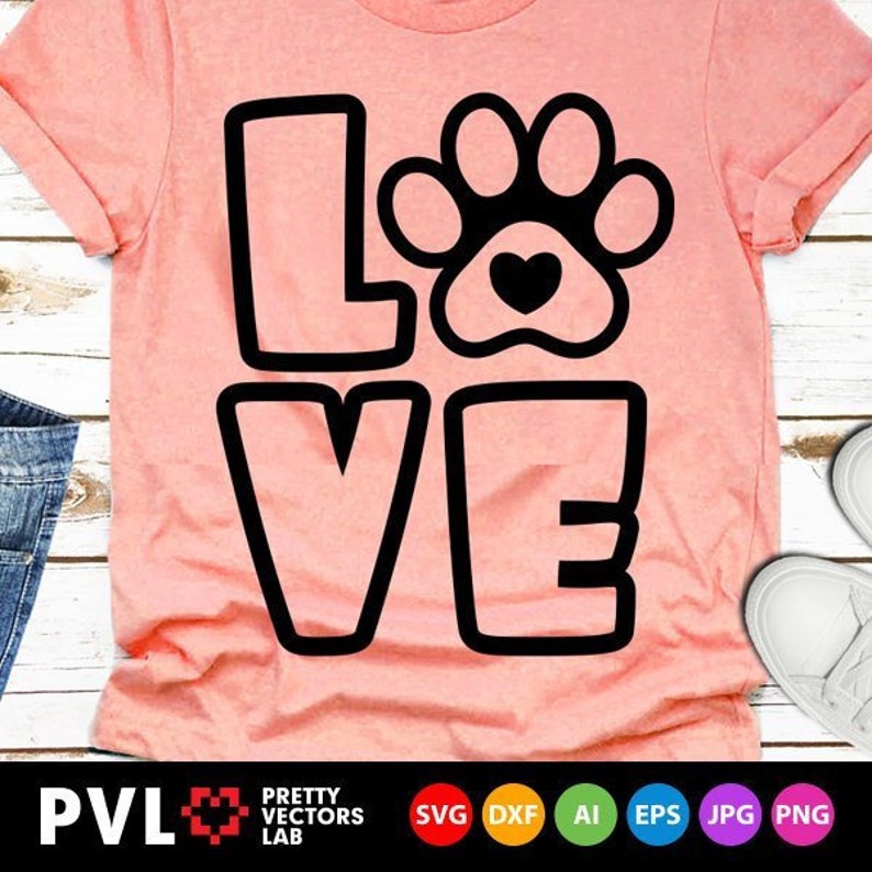 Download Love Paw Print Svg Dog Love Svg Dog Mom Svg Love Cat | Etsy