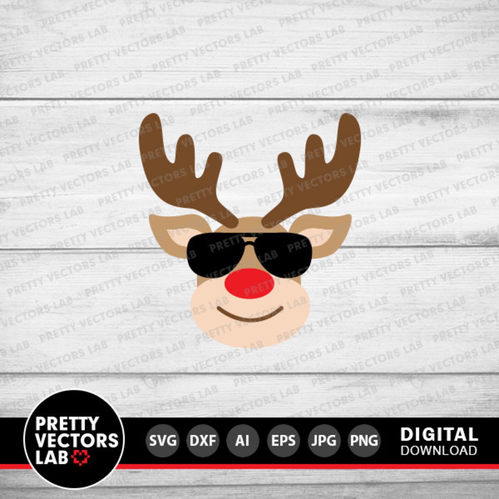 Reindeer With Sunglasses Svg, Christmas Svg, Boy Reindeer Svg, Dxf, Eps ...