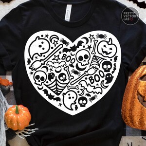 Love Halloween PNG SVG, Halloween Doodle Svg Png, Spooky Svg Png, Boo Cut File, Kids Shirt Design, Girly Heart Svg, Ghosts, Sublimation Png image 4