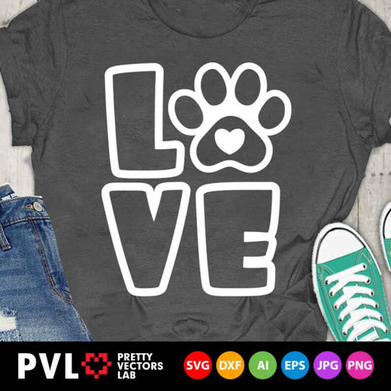 Download Love Paw Print Svg Dog Love Svg Dog Mom Svg Love Cat | Etsy