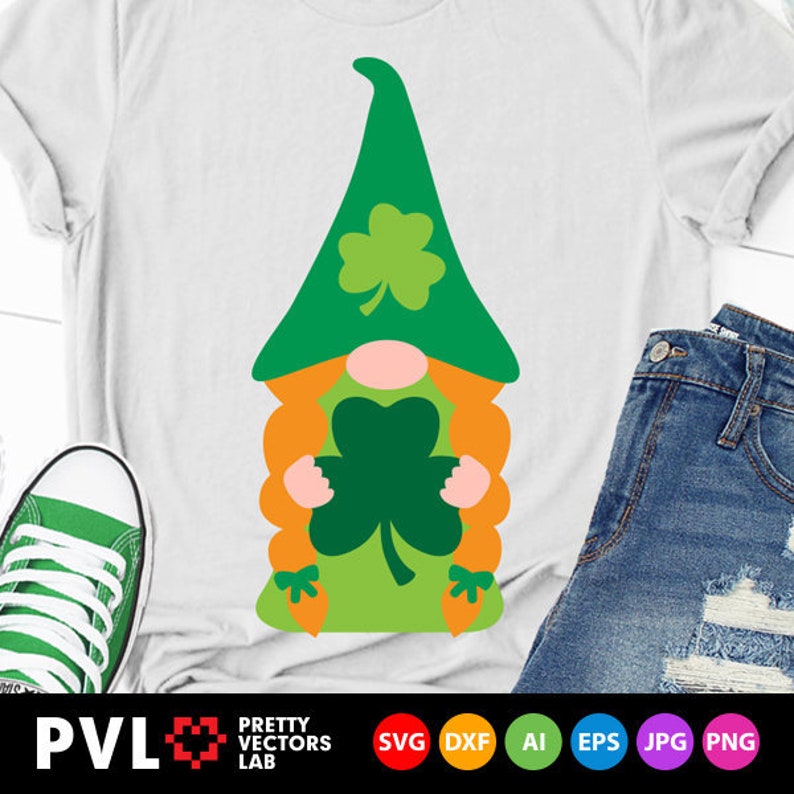 Download St. Patrick's Day Svg Irish Gnome Girl Svg Dxf Eps Png | Etsy