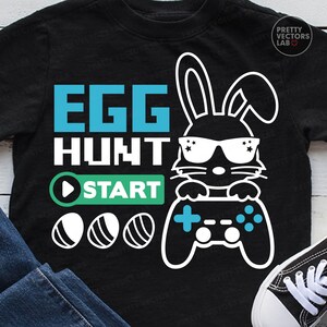Ostern Gamer PNG SVG, Häschen Videospiel SVG Png, Eiersuche Clipart, Osterei Schnittdateien, Kinder Shirt Design, Silhouette, Cricut, Sublimation Bild 5
