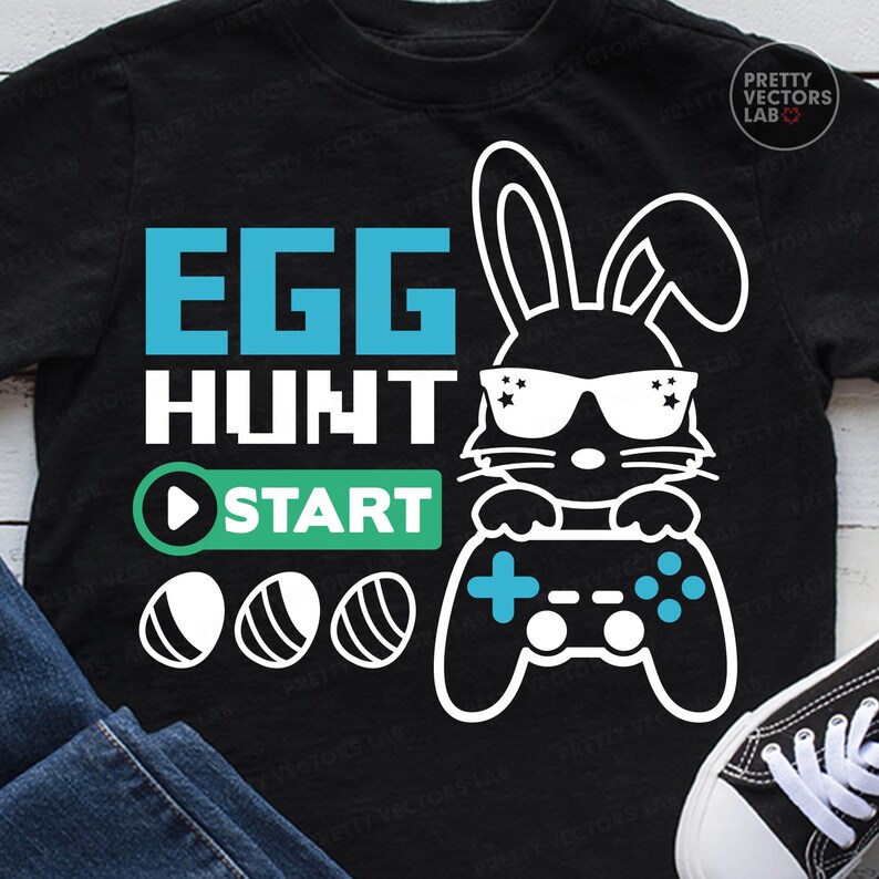 Ostern Gamer PNG SVG, Häschen Videospiel SVG Png, Eiersuche Clipart, Osterei Schnittdateien, Kinder Shirt Design, Silhouette, Cricut, Sublimation Bild 5