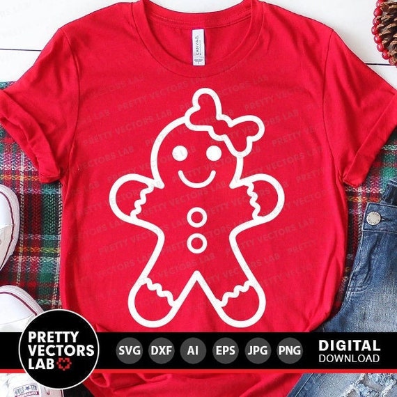 Gingerbread Girl Svg, Christmas Svg, Gingerbread Svg, Dxf, Eps, Png, Kids Cut Files, Holiday Cookies Clipart, Winter Svg, Silhouette, Cricut