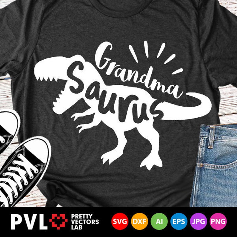 Download Grandma Saurus Svg T-Rex Dinosaur Svg Grandmother Svg Dxf ...