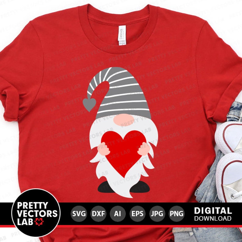 Gnome With Heart Svg Valentine's Day Cut Files Gnome - Etsy