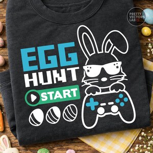 Ostern Gamer PNG SVG, Häschen Videospiel SVG Png, Eiersuche Clipart, Osterei Schnittdateien, Kinder Shirt Design, Silhouette, Cricut, Sublimation Bild 3