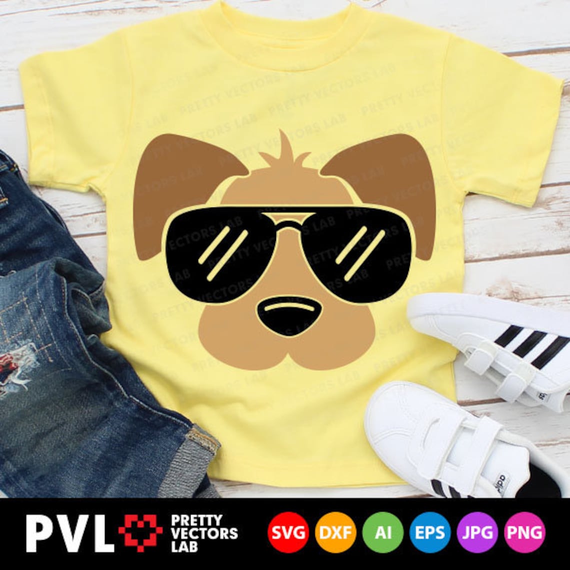 Dog Face Svg Cute Puppy Svg Puppy With Sunglasses Cut Files | Etsy