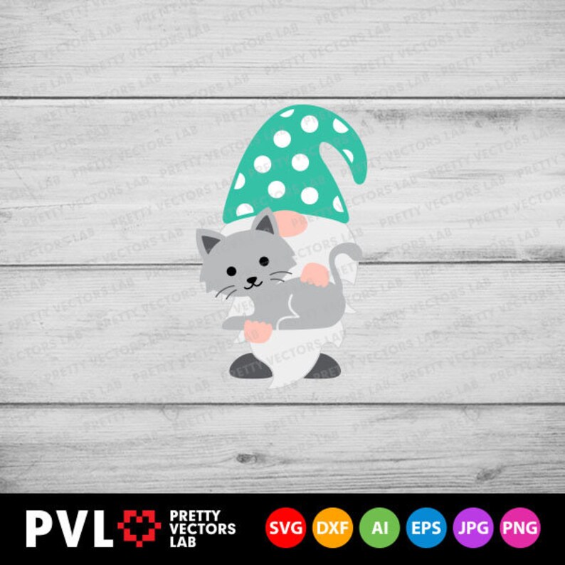 Gnome With a Cat Svg Cute Gnome Cut Files Gnome Holding Cat - Etsy