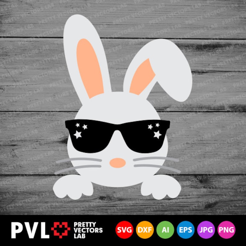 Bunny Svg Easter Svg Bunny With Sunglasses Svg Rabbit Ears image 4.
